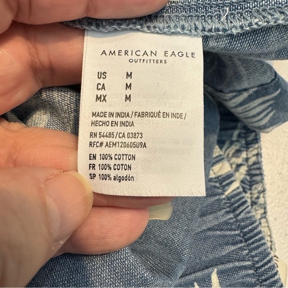 American Eagle High-Waisted Tropical Print Shorts Blue White Palm Leaf M - Picture 4 of 4